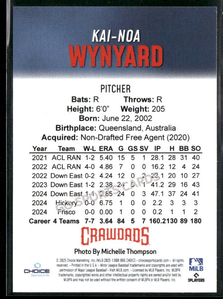 2025 Hickory Crawdads 1st Kai Noa Wynyard