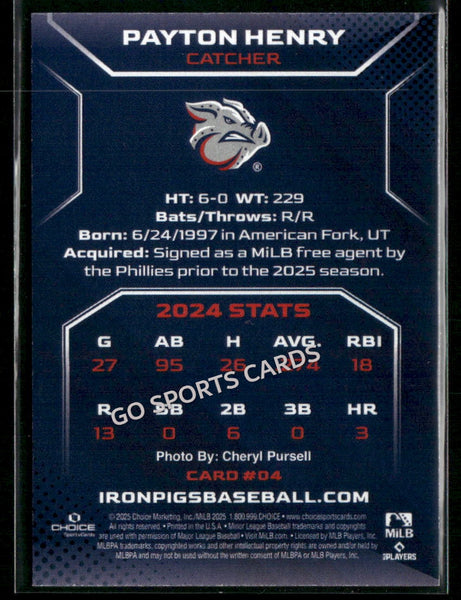 2025 Lehigh Valley IronPigs Payton Henry