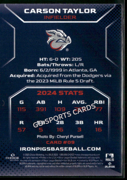 2025 Lehigh Valley IronPigs Carson Taylor
