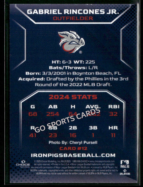 2025 Lehigh Valley IronPigs Gabriel Rincones Jr