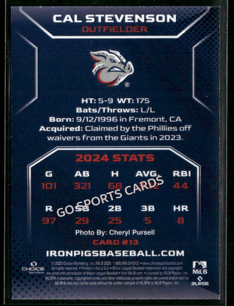 2025 Lehigh Valley IronPigs Cal Stevenson
