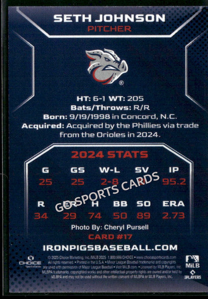 2025 Lehigh Valley IronPigs Seth Johnson
