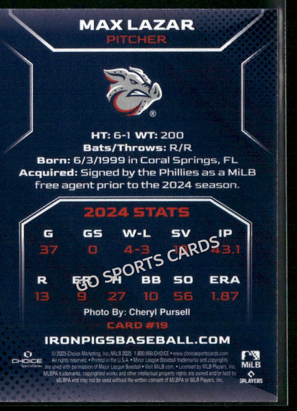 2025 Lehigh Valley IronPigs Max Lazar