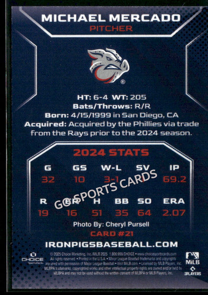 2025 Lehigh Valley IronPigs Michael Mercado