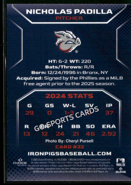 2025 Lehigh Valley IronPigs Nicholas Padilla