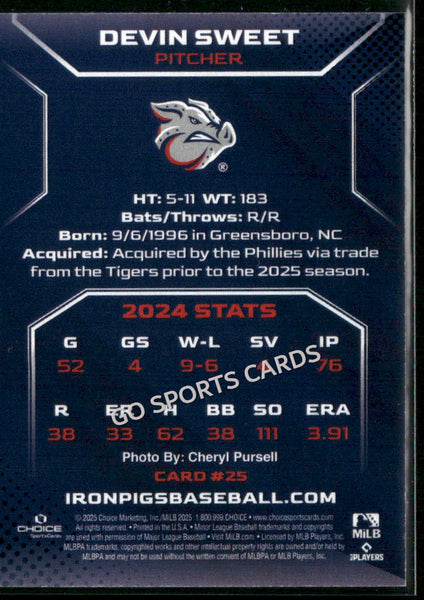 2025 Lehigh Valley IronPigs Devin Sweet