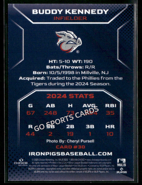 2025 Lehigh Valley IronPigs Buddy Kennedy