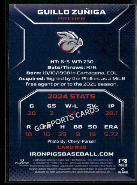 2025 Lehigh Valley IronPigs Guillo Zuniga