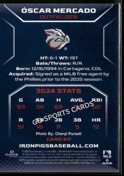 2025 Lehigh Valley IronPigs Oscar Mercado