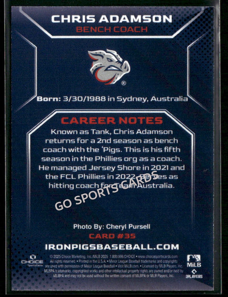 2025 Lehigh Valley IronPigs Chris Adamson