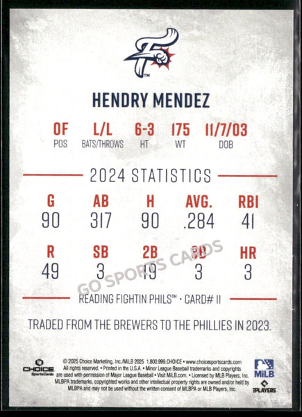 2025 Reading Fightin Phils 1st Hendry Mendez