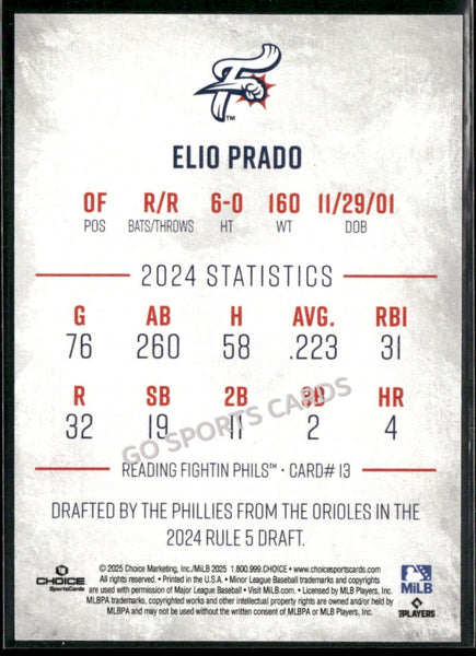 2025 Reading Fightin Phils 1st Elio Prado