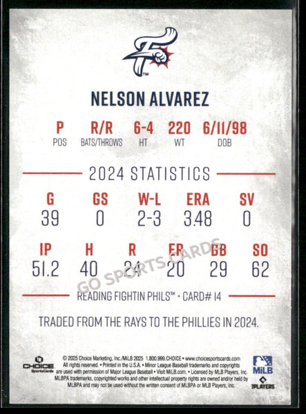 2025 Reading Fightin Phils 1st Nelson Alvarez