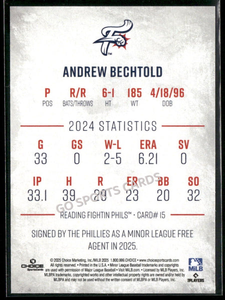 2025 Reading Fightin Phils 1st Andrew Bechtold