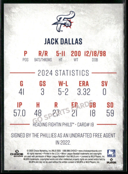 2025 Reading Fightin Phils 1st Jack Dallas