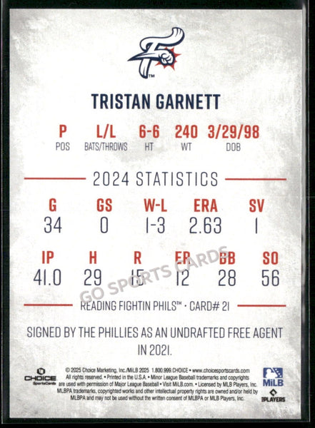 2025 Reading Fightin Phils 1st Tristan Garnett