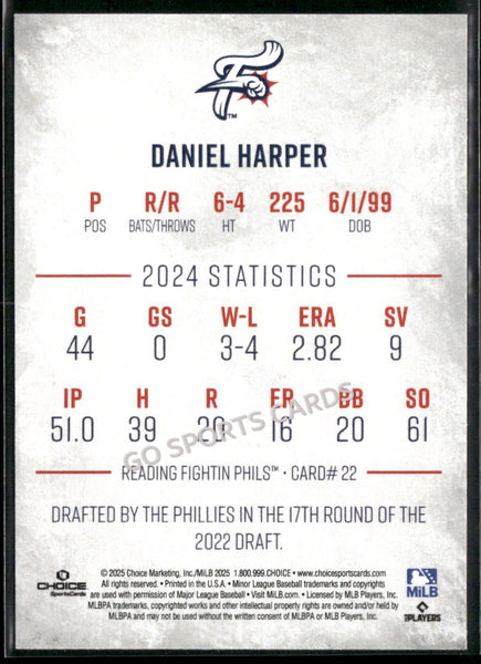 2025 Reading Fightin Phils 1st Daniel Harper