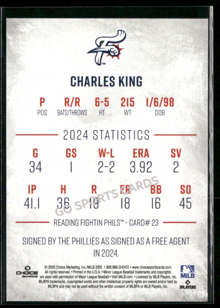 2025 Reading Fightin Phils 1st Charles King