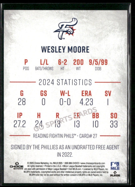 2025 Reading Fightin Phils 1st Wesley Moore