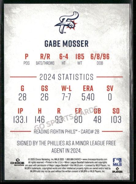2025 Reading Fightin Phils 1st Gabe Mosser