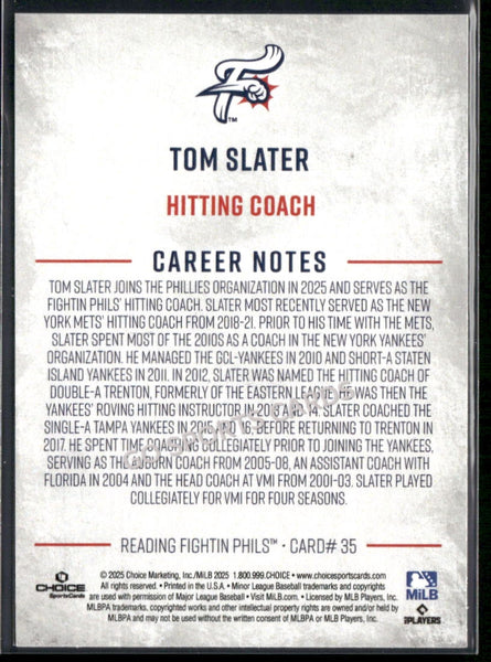 2025 Reading Fightin Phils 1st Tom Slater
