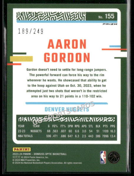 2023-24 Panini Donruss Optic Aqua Blue /249 Aaron Gordon #155