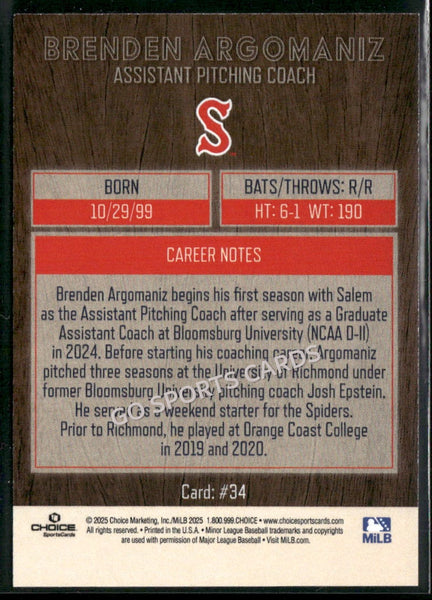 2025 Salem Red Sox Brenden Argomaniz
