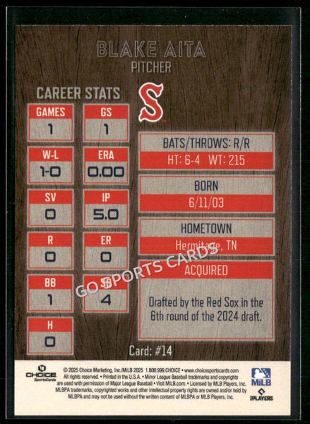 2025 Salem Red Sox Blake Aita