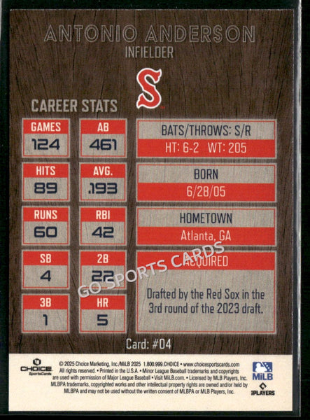 2025 Salem Red Sox Antonio Anderson