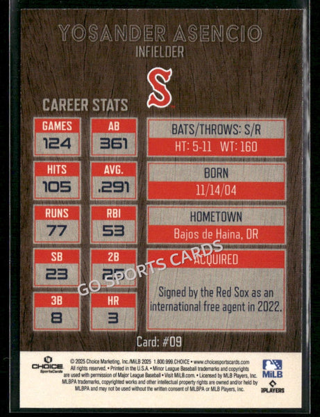 2025 Salem Red Sox Yosander Asencio