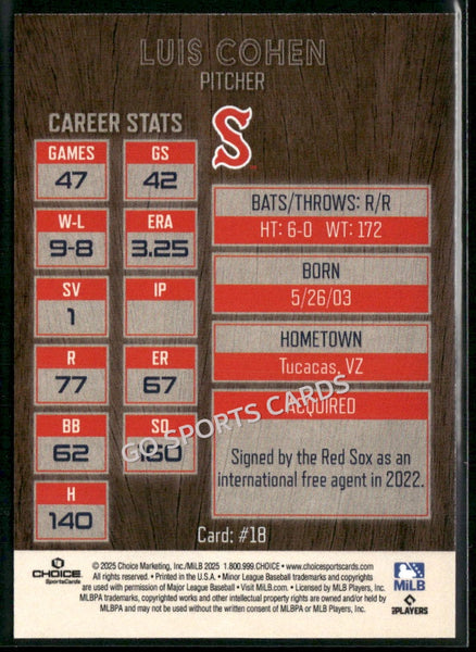 2025 Salem Red Sox Luis Cohen