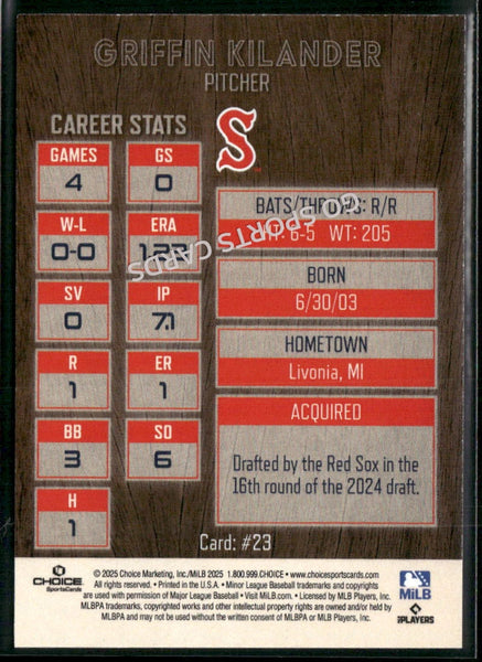 2025 Salem Red Sox Griffin Kilander