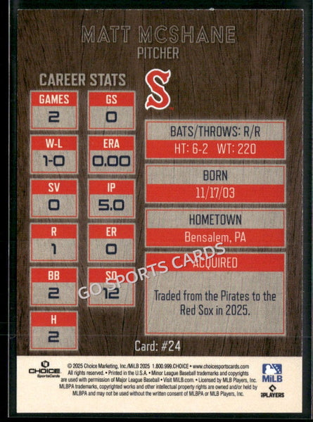 2025 Salem Red Sox Matt McShane