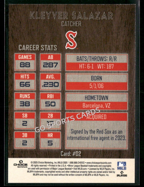 2025 Salem Red Sox Kleyver Salazar