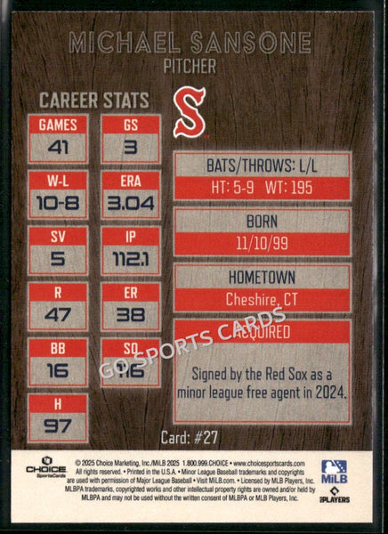 2025 Salem Red Sox Michael Sansone