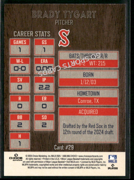 2025 Salem Red Sox Brady Tygart