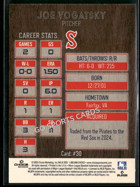 2025 Salem Red Sox Joe Vogatsky