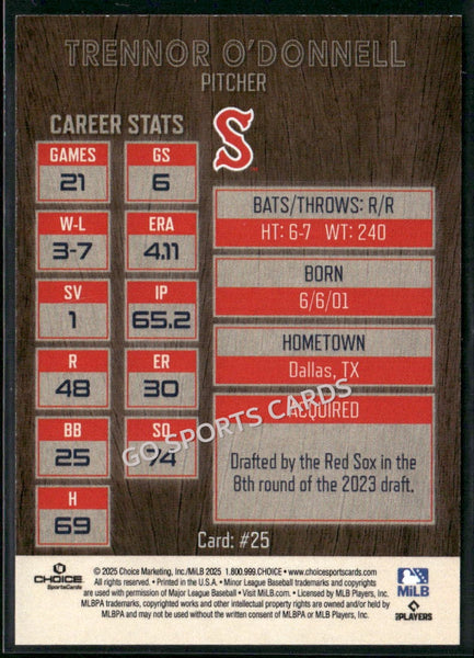 2025 Salem Red Sox Trennor O'Donnell