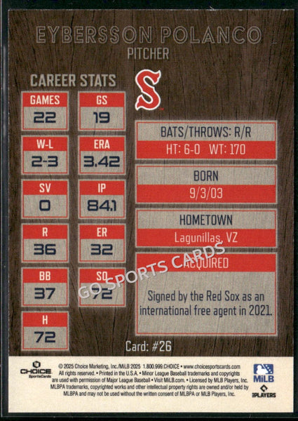 2025 Salem Red Sox Eybersson Polanco
