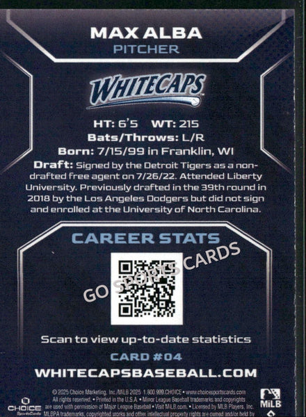 2025 West Michigan Whitecaps Max Alba