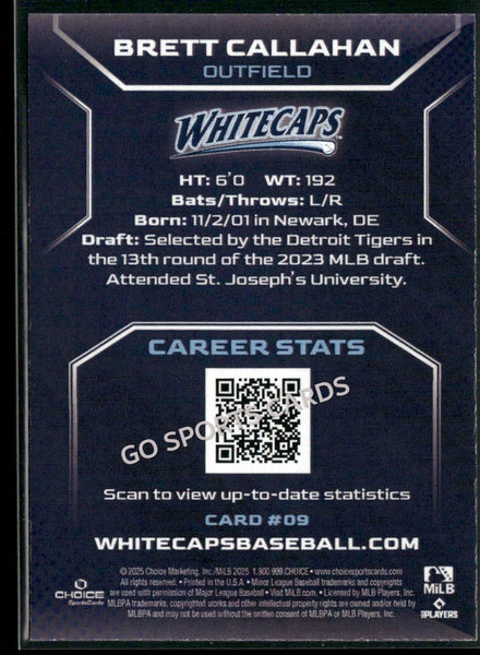 2025 West Michigan Whitecaps Brett Callahan