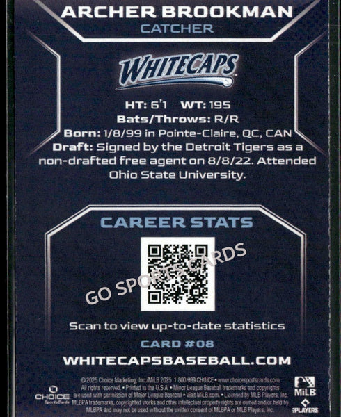 2025 West Michigan Whitecaps Archer Brookman