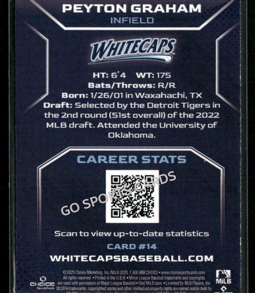 2025 West Michigan Whitecaps Peyton Graham