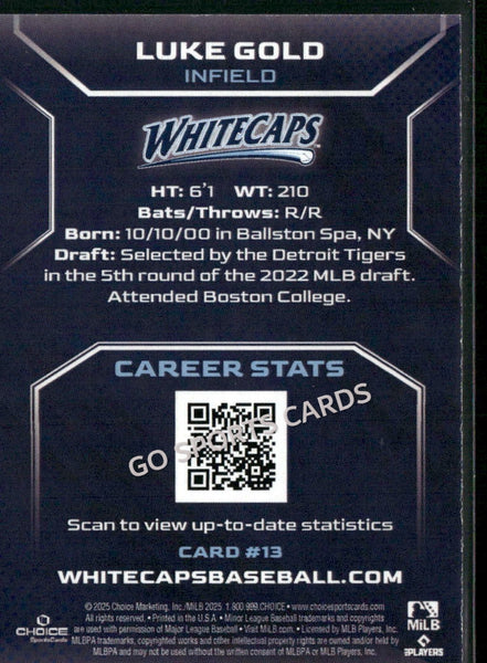 2025 West Michigan Whitecaps Luke Gold