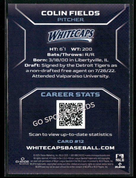 2025 West Michigan Whitecaps Colin Fields