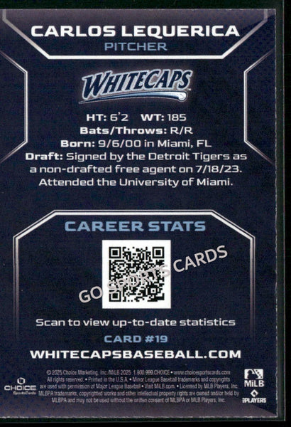 2025 West Michigan Whitecaps Carlos Lequerica