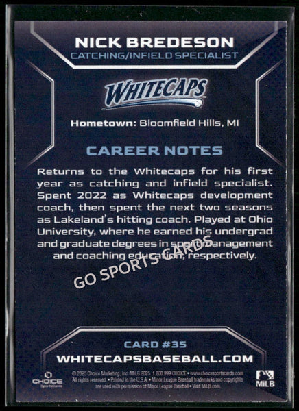 2025 West Michigan Whitecaps Nick Bredeson