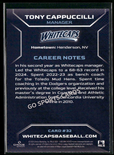 2025 West Michigan Whitecaps Tony Cappuccilli