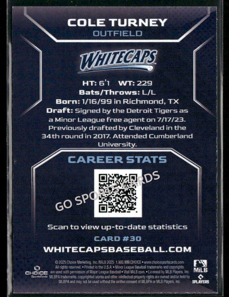 2025 West Michigan Whitecaps Cole Turney