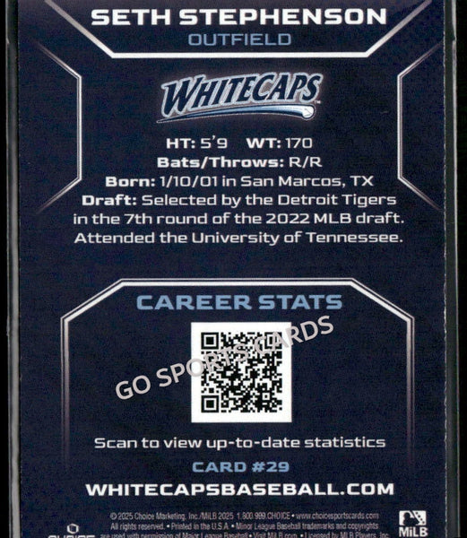2025 West Michigan Whitecaps Seth Stephenson